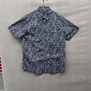 Marc Anthony Shirt Mens XL Black White Floral Slim Fit Luxury Button Up Casual